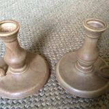 Pair of stoneware candle holders