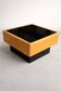 Table basse vintage en cuir et verre noir – années 70