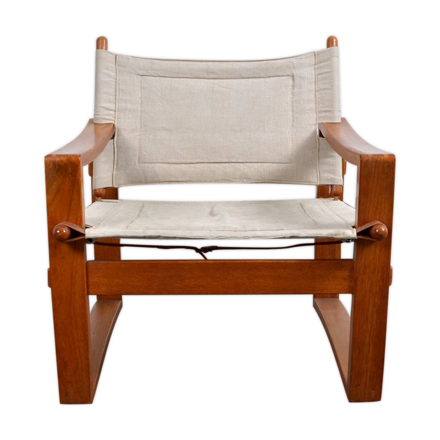 Mid-century mahogany safari chair by Burge Jensen for Bernstorffsminde M-belfabrik