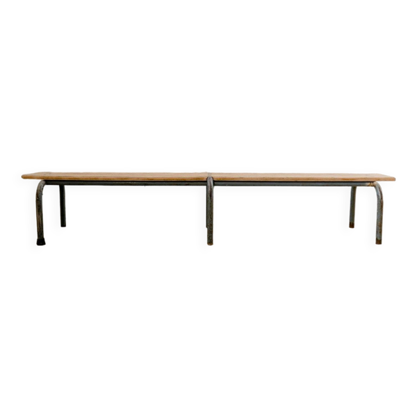 Banc d’écolier métal gris