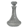 Large glass carafe with ribbed stopper and diamond tips H25