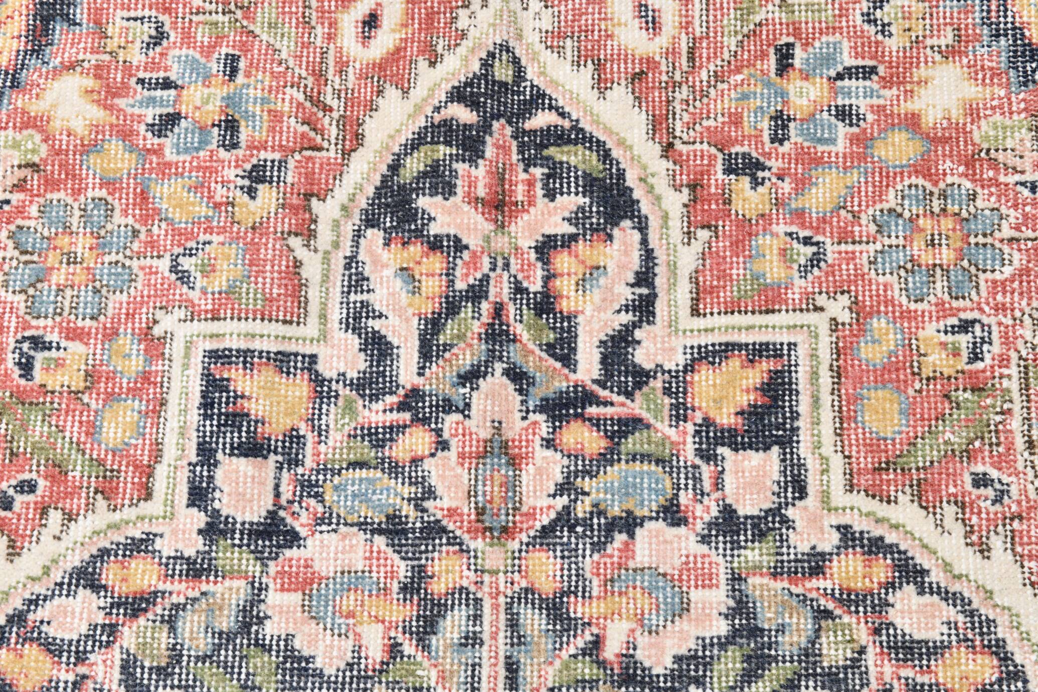 7x10 Vintage Salmon Pink & Navy Blue Vintage Persian Area Rug, 207x315 Cm