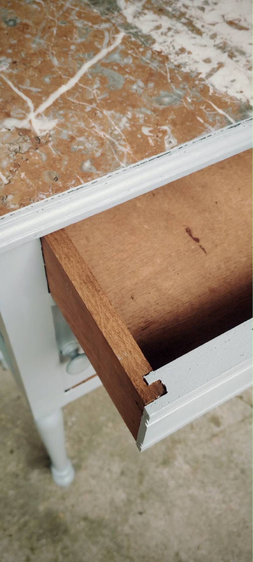 Antique bedside table with marble