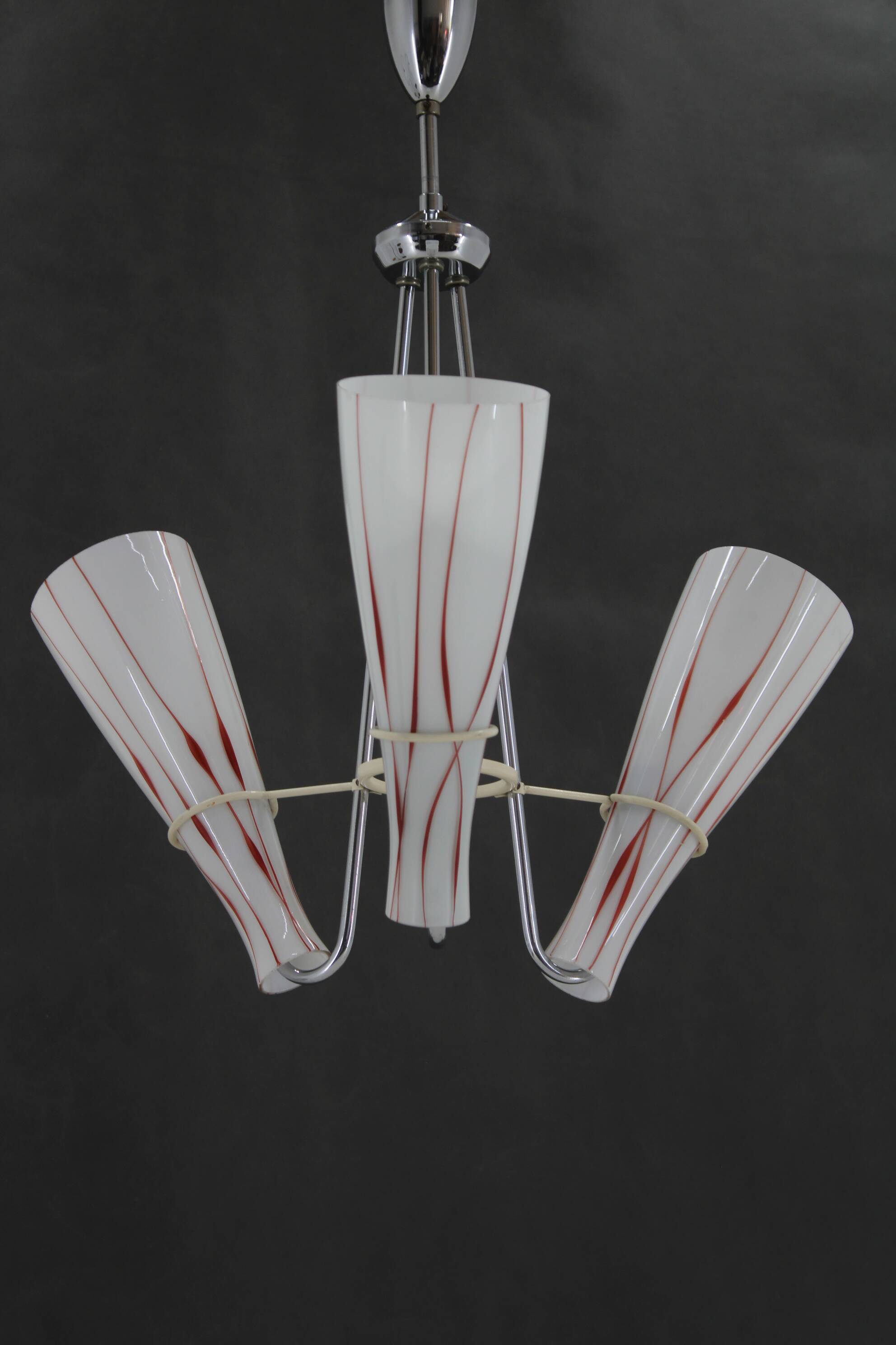 1970s Glass Chandelier , Czechoslovakia