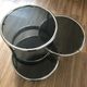 Vintage round coffee table in smoked glass and 3 removable metal trays 1970