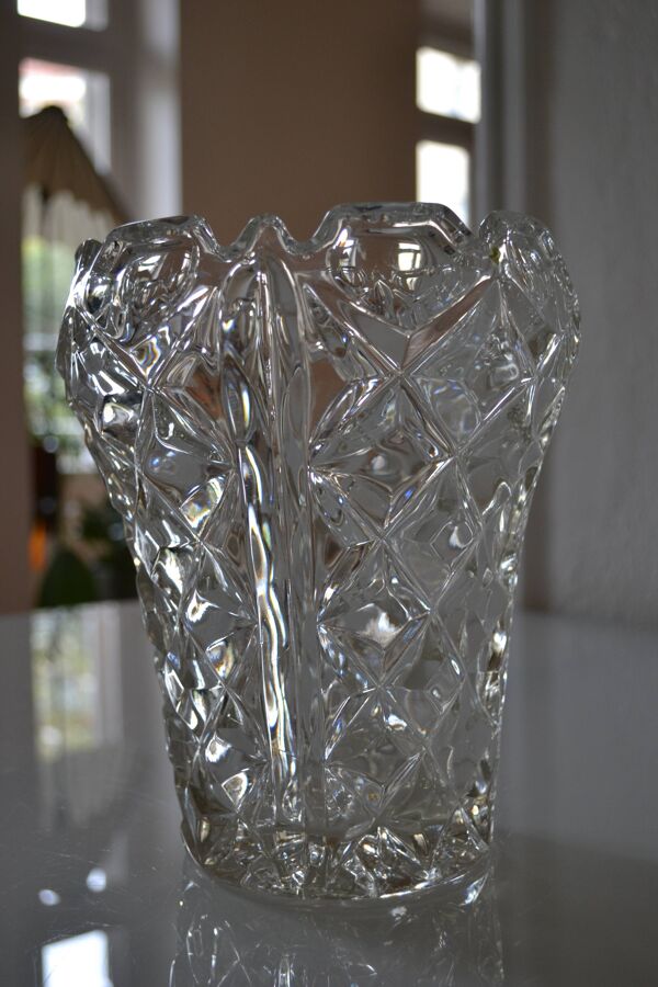 Vase vintage cristal moule tchecoslovaquie annees 50