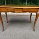 Louis XV style flat desk in solid cherry wood with pull-out extensions and leather top 19