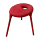 Ikea Red Metal and Wool Three pod Stool, Model Eskilstuna, 1990s