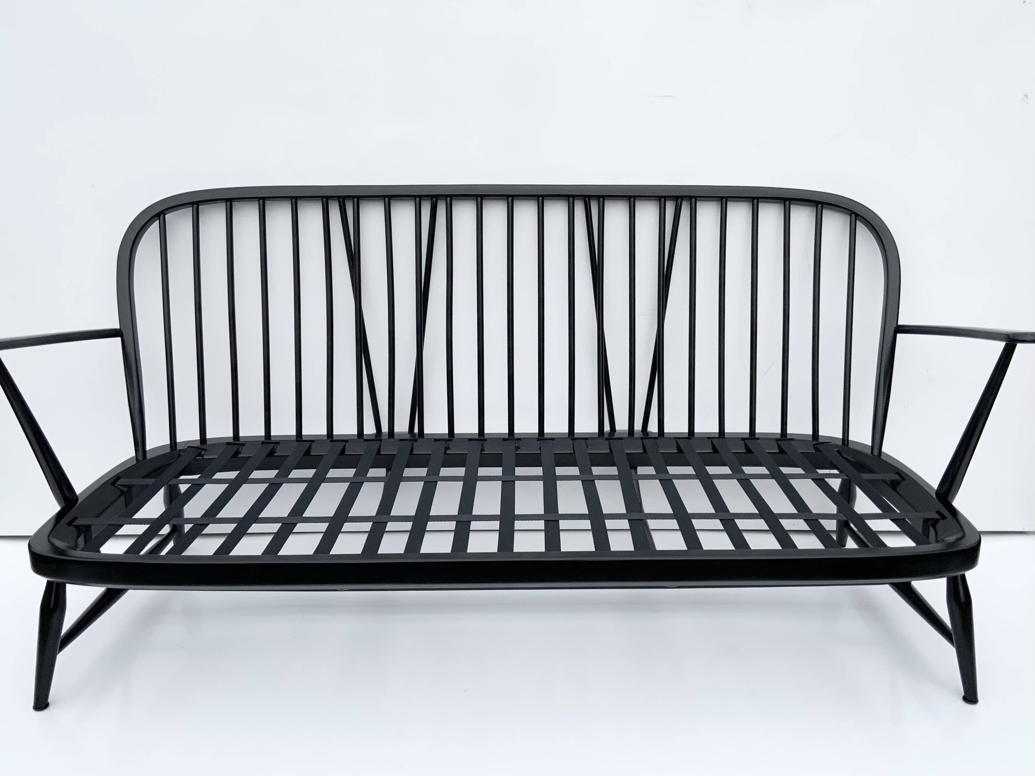 Mid-20th century Ercol Black wood sofa 3 seater