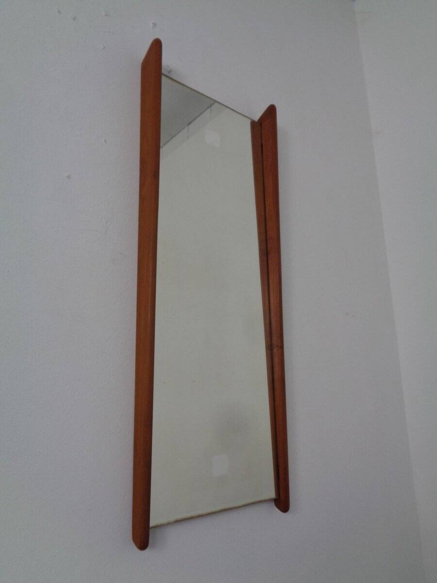 Large teak mirror by Uno & Östen Kristiansson for Luxus, Sweden, 1960s.