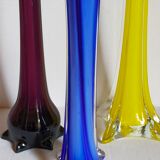 Trio de soliflores en verre étiré anciens