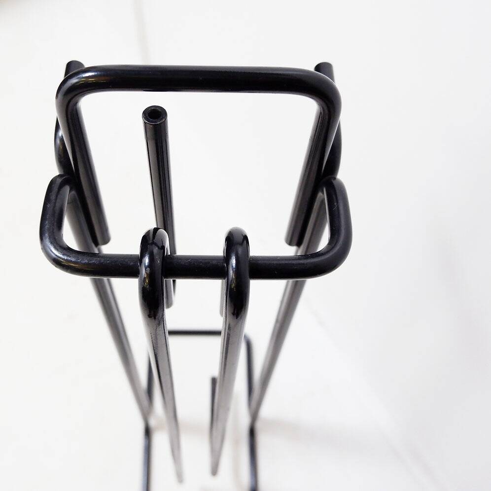 Ensemble d'accessoires de cheminée minimaliste en métal noir 'Mace-Line' par Ann Maes - 1970s