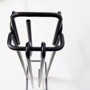 Minimalist black metal fireplace accessory set 'Mace-Line' by Ann Maes - 1970s