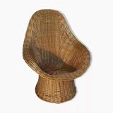 Fauteuil corbeille en osier pour enfant pour Rohe années 60 design Wim Den
