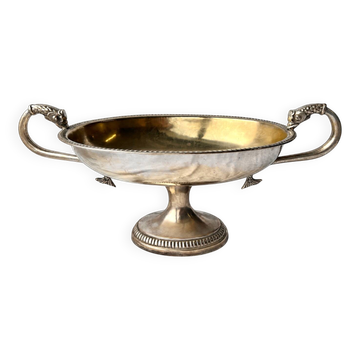 Late 19th Century Silver-Plated Pedestal Bowl with Carp Handles