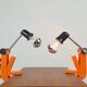 Lampes à pince Revue type 2323, orange, 1970, lot de 2