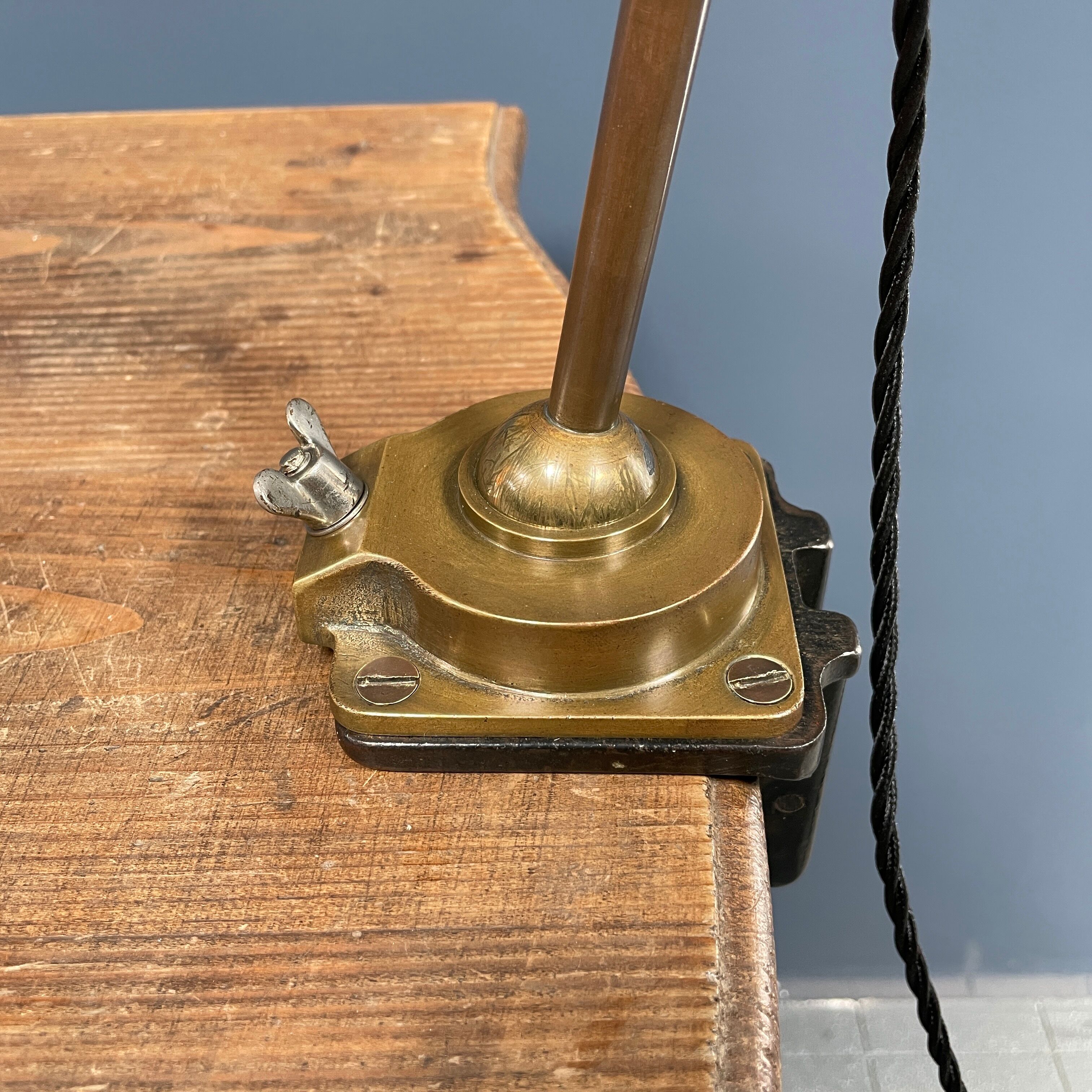 Industria Rotterdam clamp lamp made of brass and copper from the 1930s
