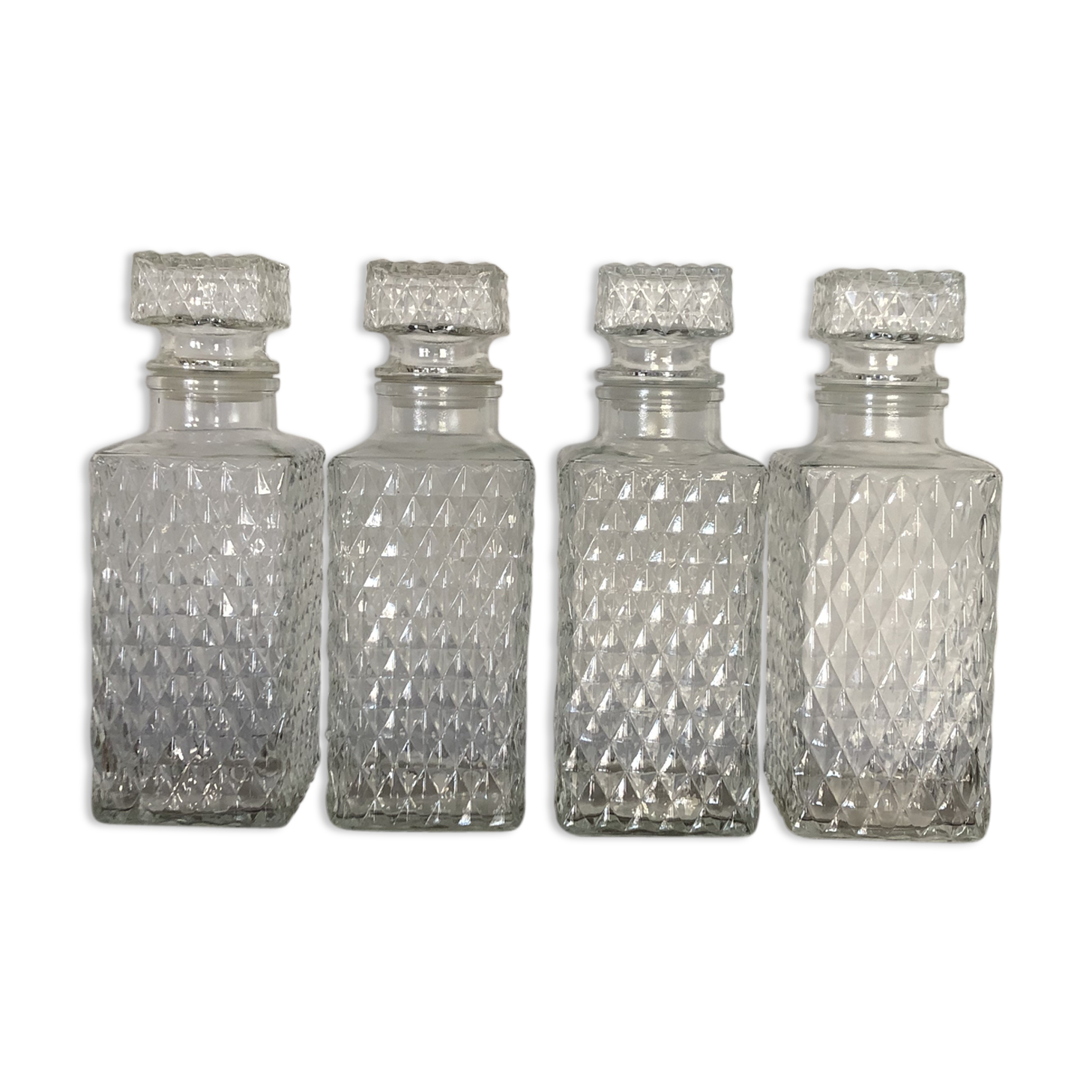 Set of 4 vintage glass decanters