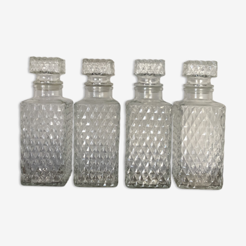 Série de 4 carafes verre vintage