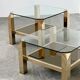 Set of 2 Belgo coffee tables in chrome brass and glass, Belgium, 1970s