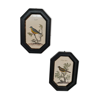 Old black wooden frames bird motifs