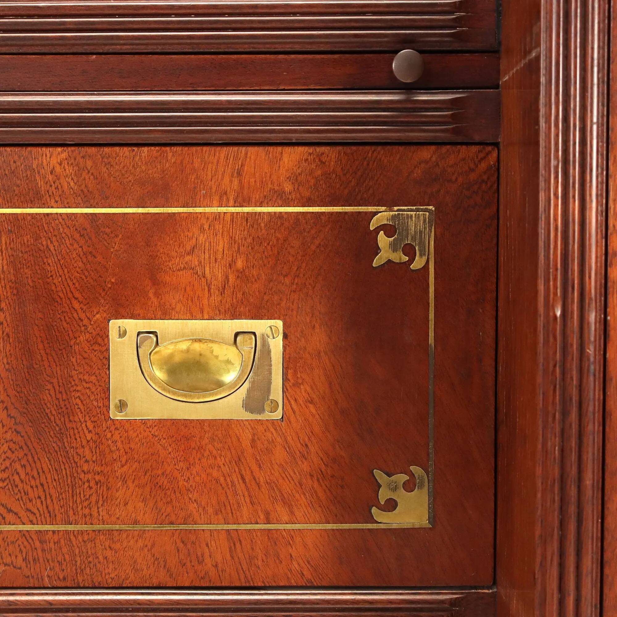 Antique mahogany and brass wardrobe, United Kingdom, 20th century