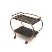 Brass and black glass bar cart / serving cart / side table by Grünstadt