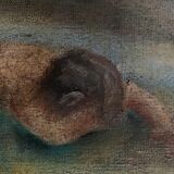 Oil on canvas signed woman on the beach