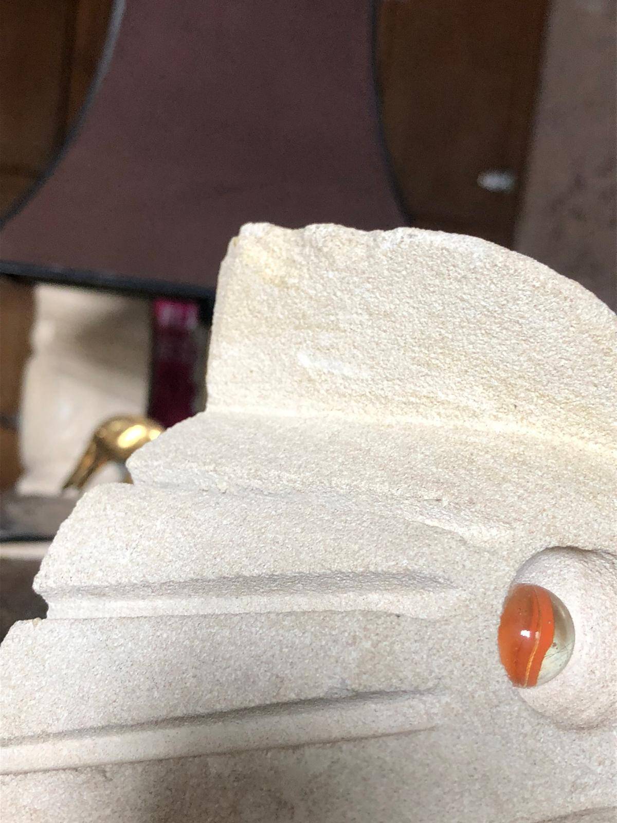 Pair of stone owl sculptures, vintage owl, owl lamp signed