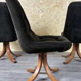 3x 60s 70s chair swivel chair dining chair mid century Danish modern design