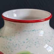 White Ceramic Vase with Peach and Leaf Motifs