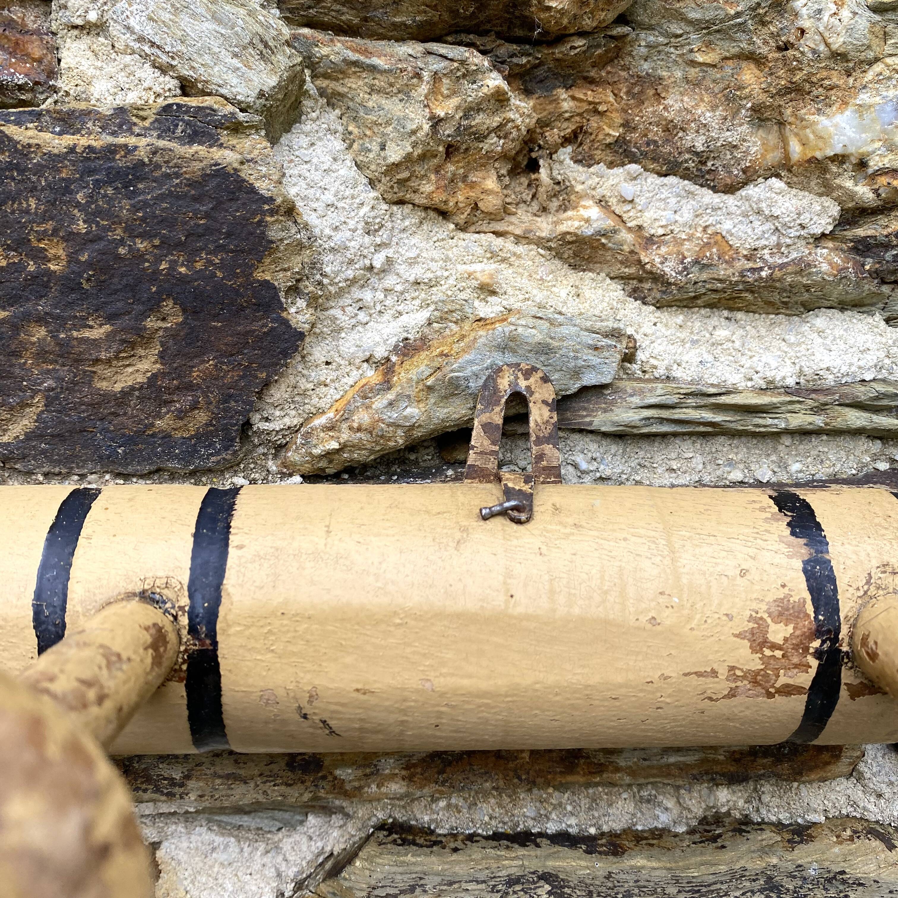 Antique wooden wall coat rack with 6 hooks, 1900