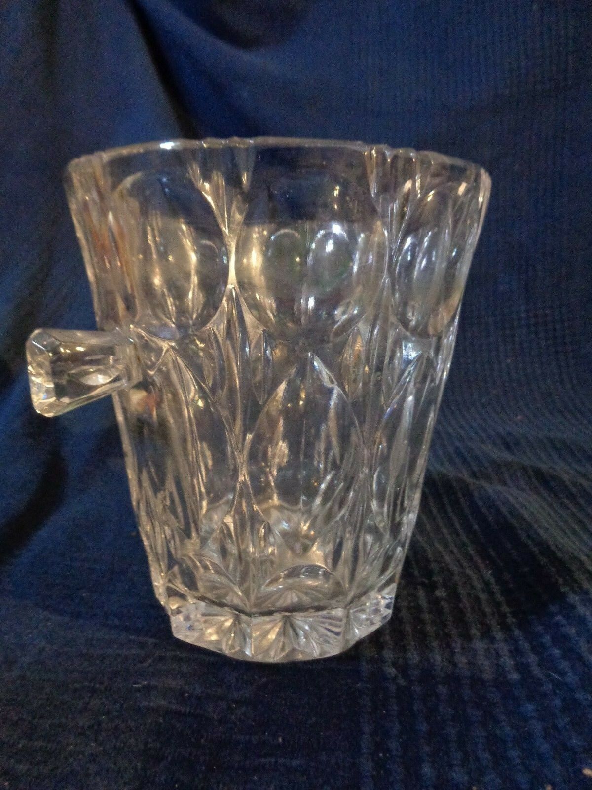 Glass ice bucket press vintage mold old diamond cut 1900