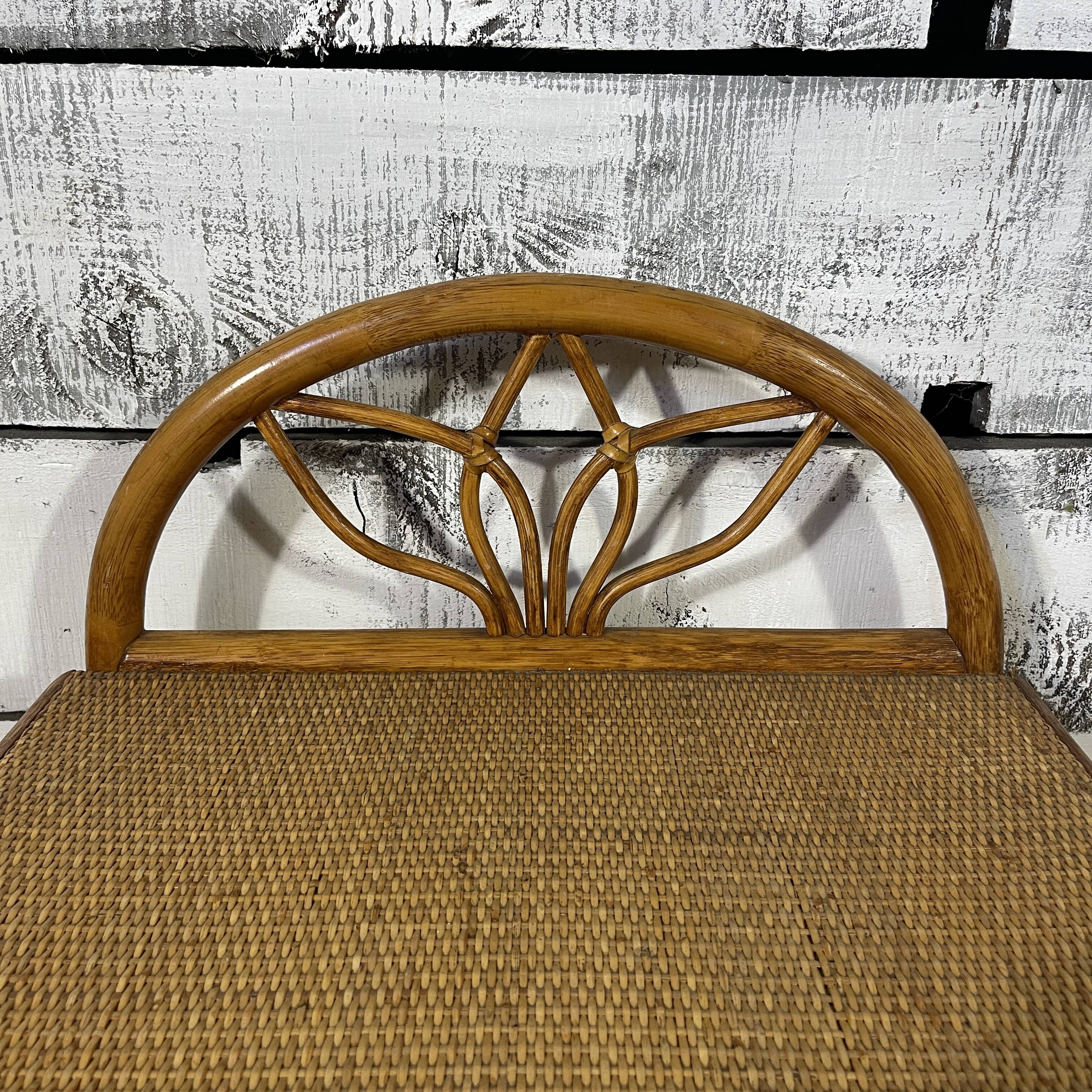 Wicker and bamboo bedside table