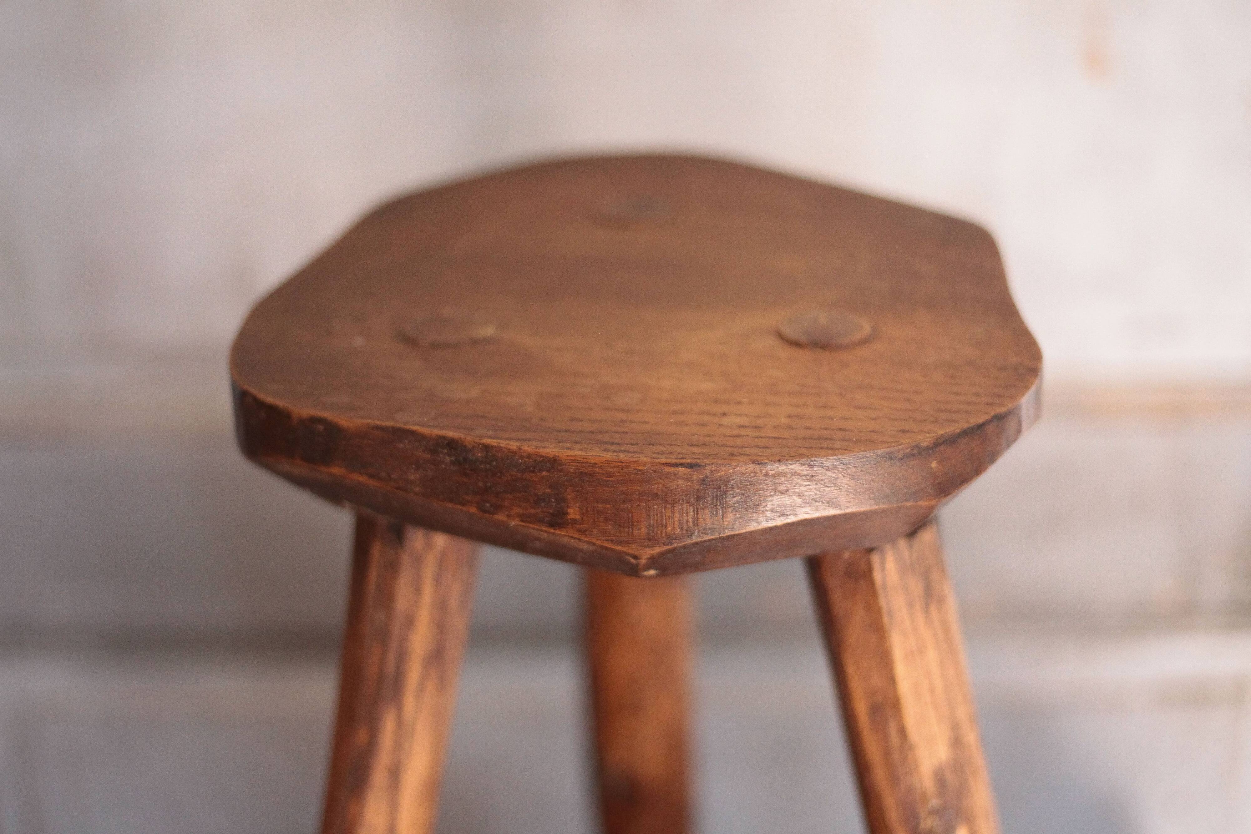 Vintage stool, wooden stool, tripod stool, brutalist, plant holder