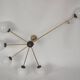 Chandelier vintage Stilnovo des années 60 en laiton et verre, 6xE14.