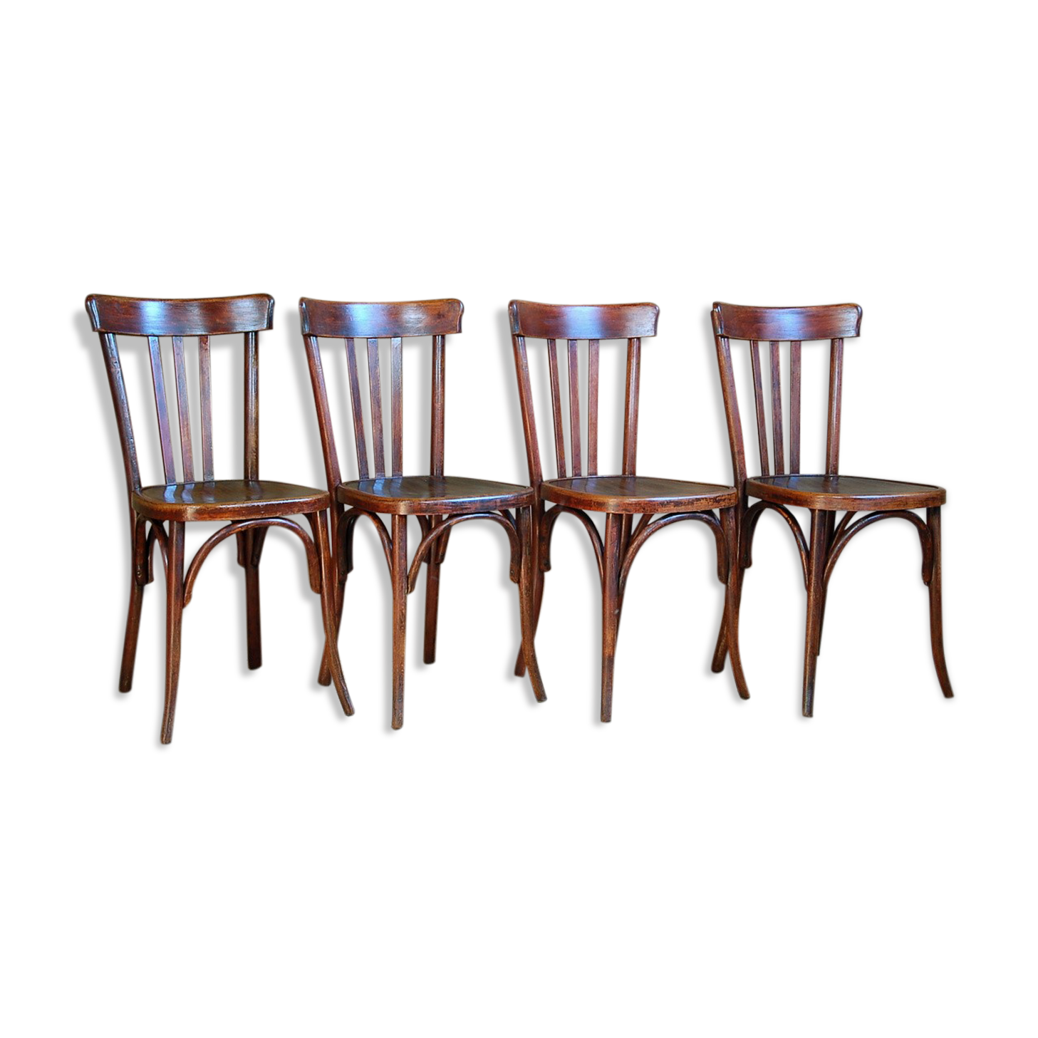 Set of 4 chairs bistro Fischel Wissembourg, 1930s