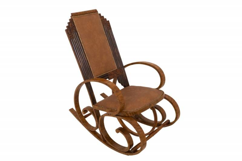 A pair of unique Art Deco rocking chairs, Poland, circa 1930.