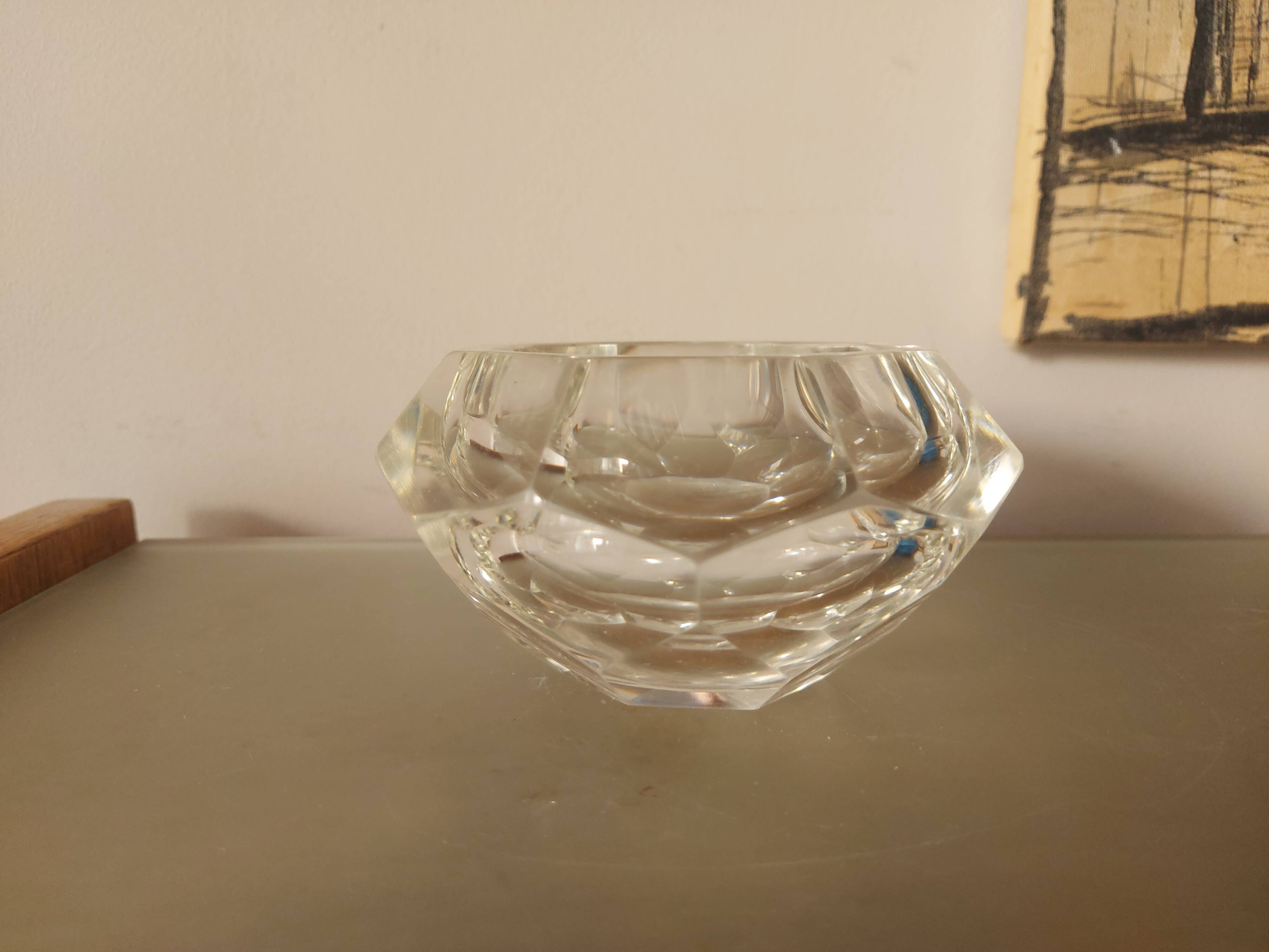 Vintage 70's faceted crystal ashtray