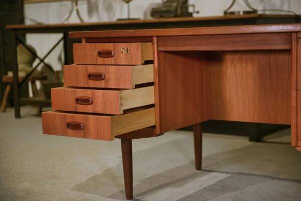 Scandinavian teak desk produced by Samcom Denmark, 1960s