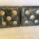 Pair of large green marble candlesticks