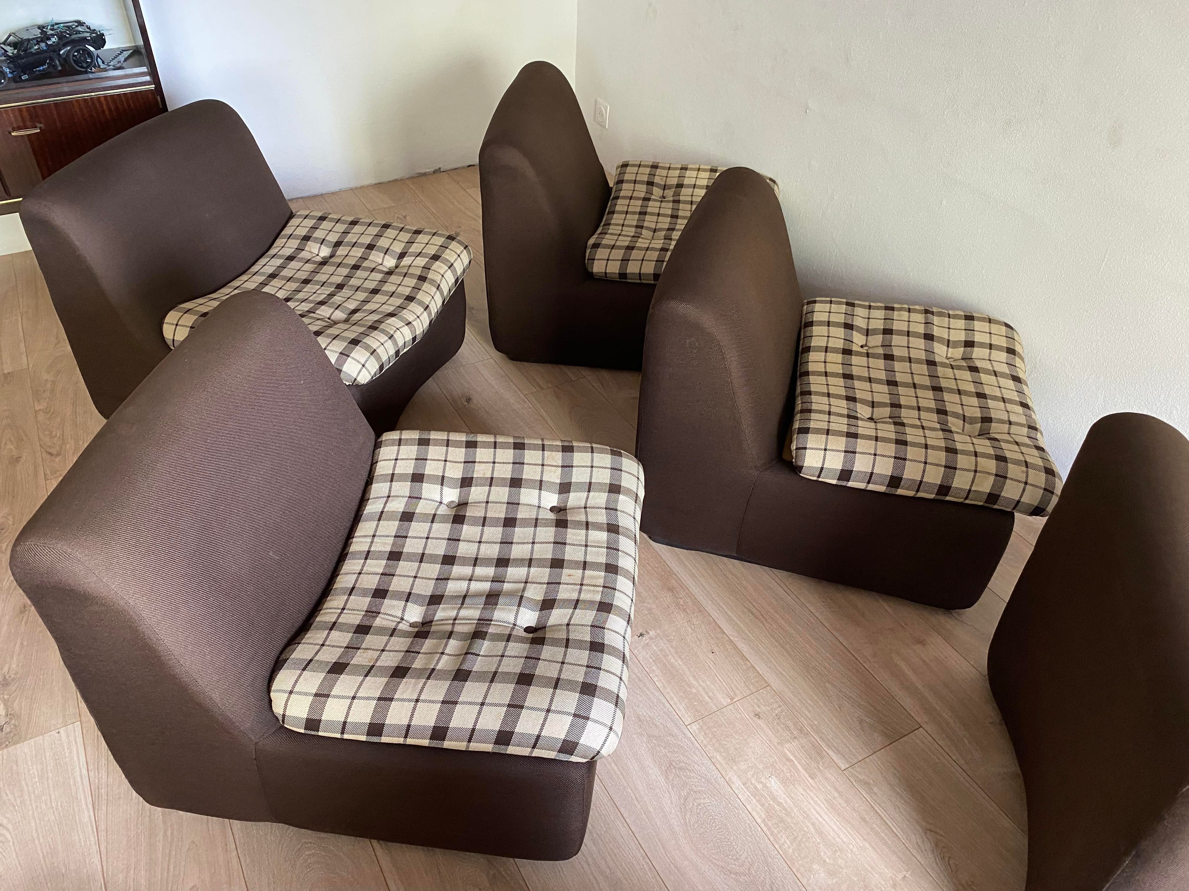 6 armchairs fabric in rigid polystyrene year 50/60