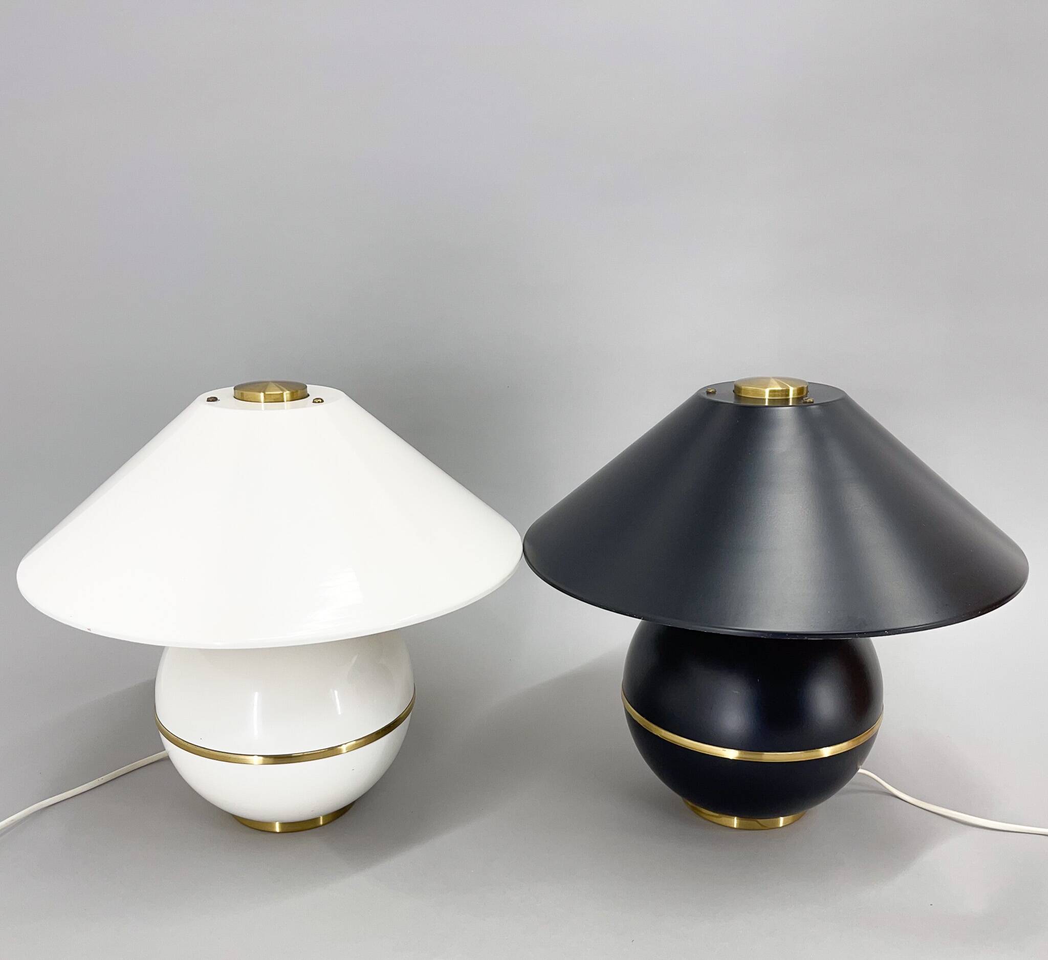 Pair of Mid-Century Brass & Metal Table Lamps by Napako, Czechoslovakia