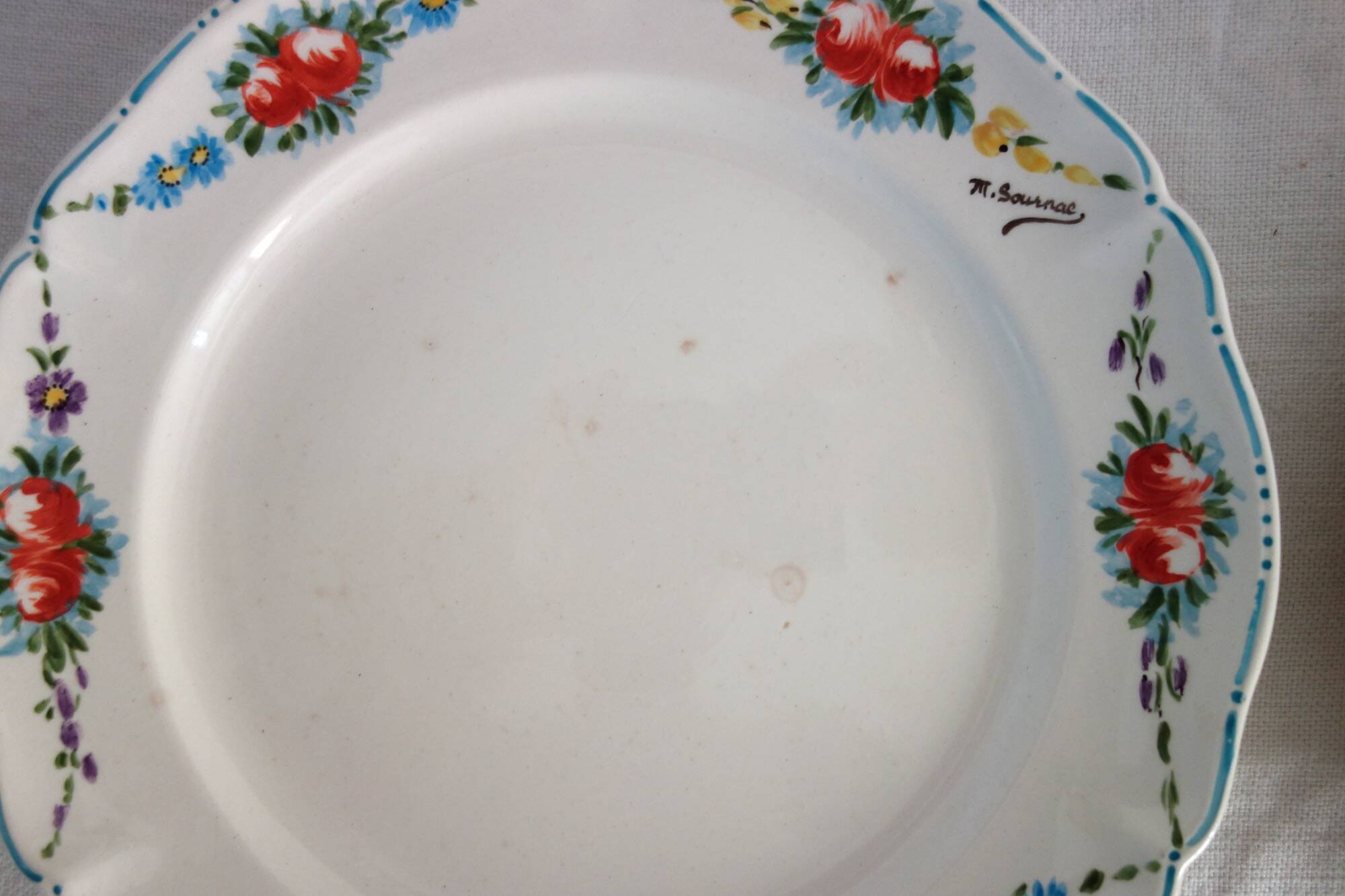 6 assiettes à dessert vintage décor main Villeroy & Boch