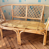 Vintage rattan bench