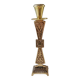 Hebrew/Jewish Flambeau candle holder, engraved Israel. In brass with an old gold patina. Floral patterns/25 cm