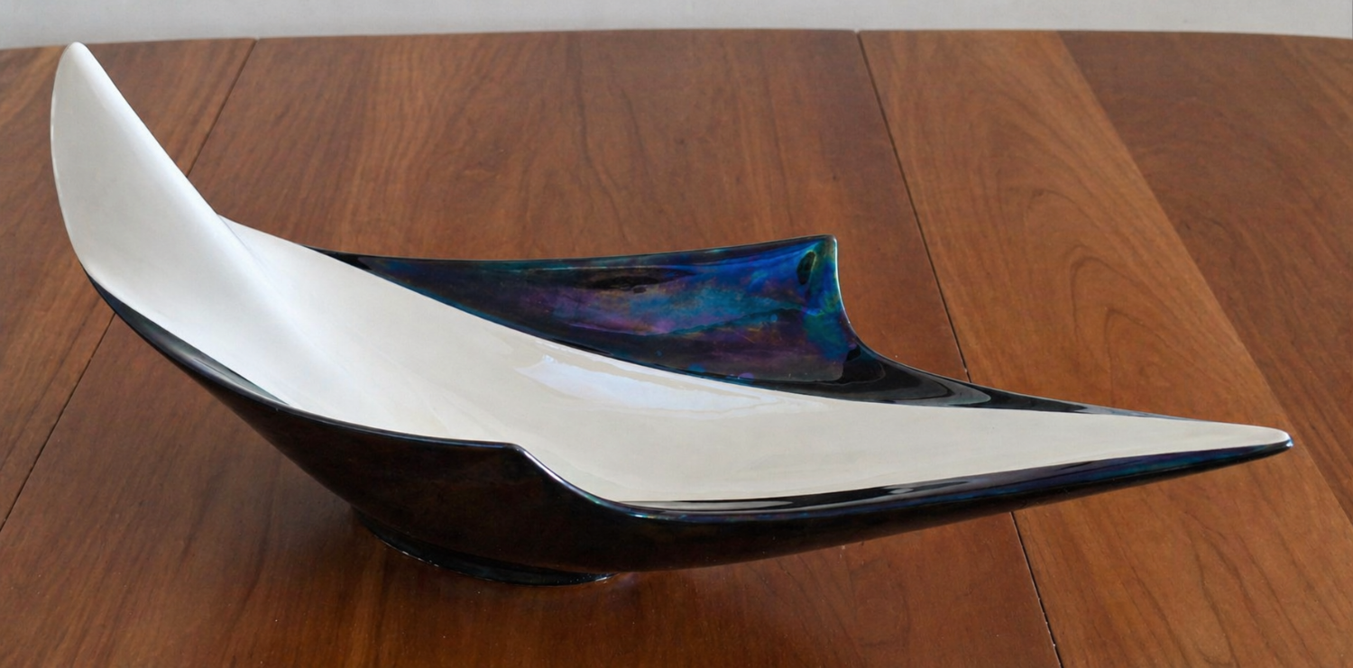 Vintage White and Blue Verceram Fruit Bowl
