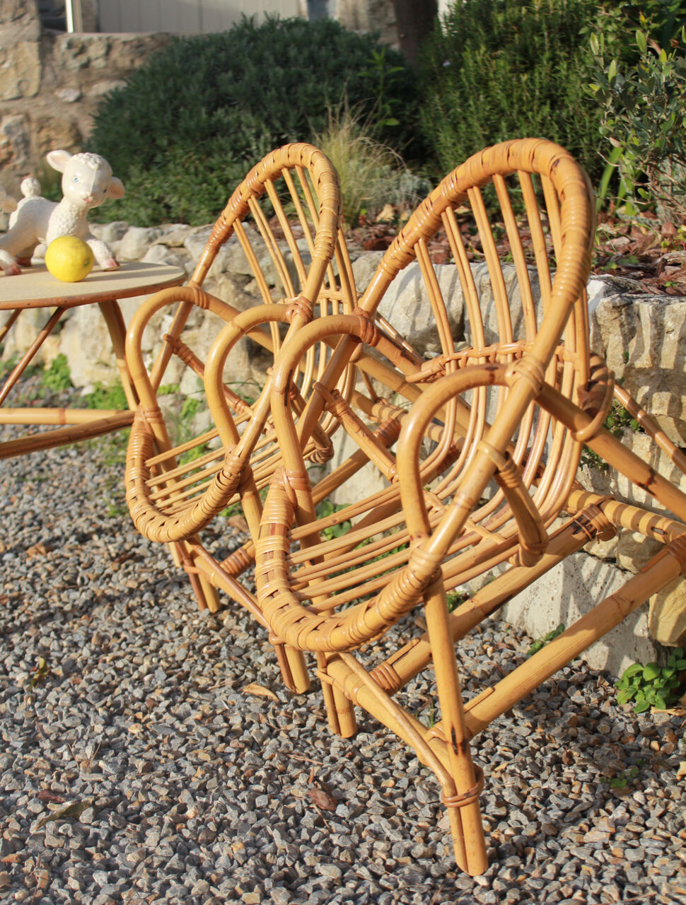 Vintage set for children in rattan