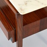 Set of 2 italian midcentury rosewood and carrara marble bedside tables