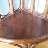 Corner shelf, corner unit, in wicker and wood